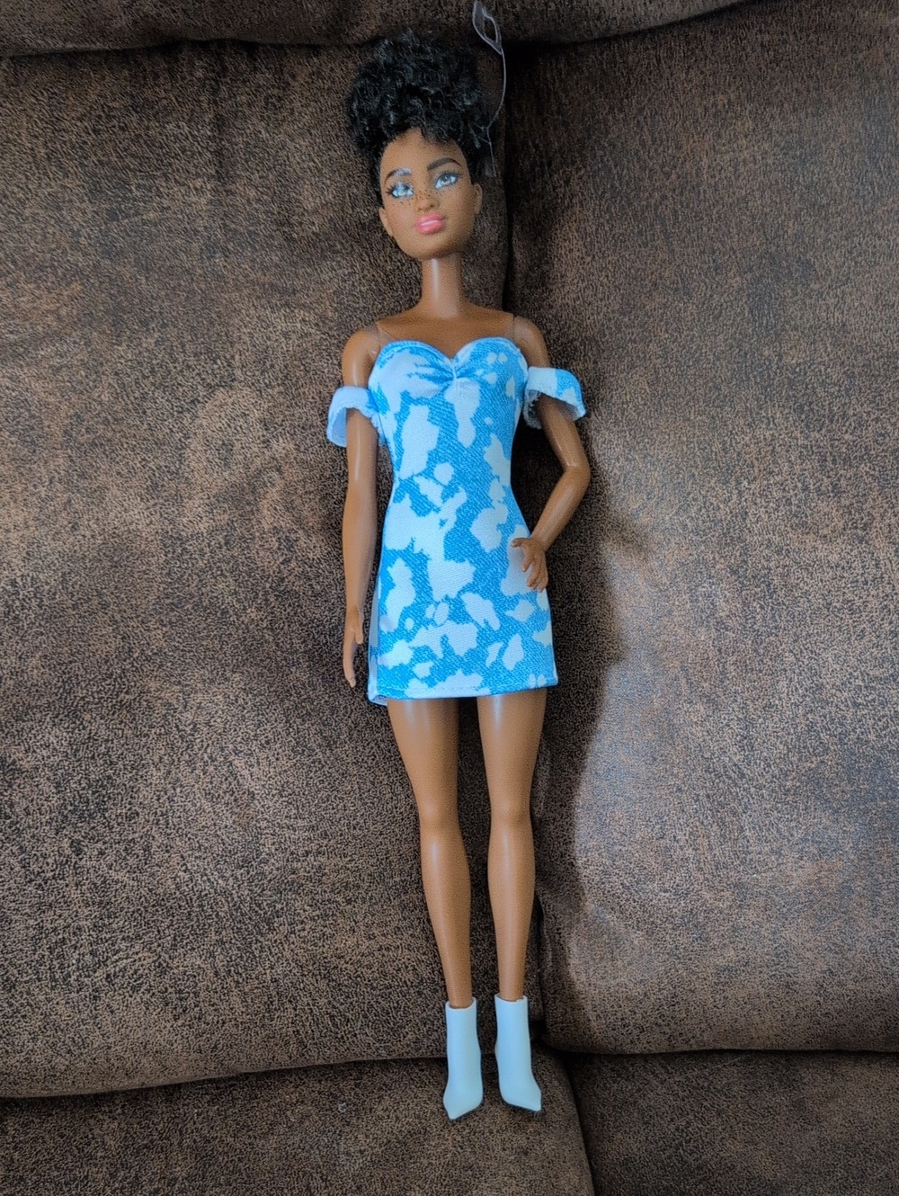 Barbie Blue and White Off-Shoulder Dress Doll